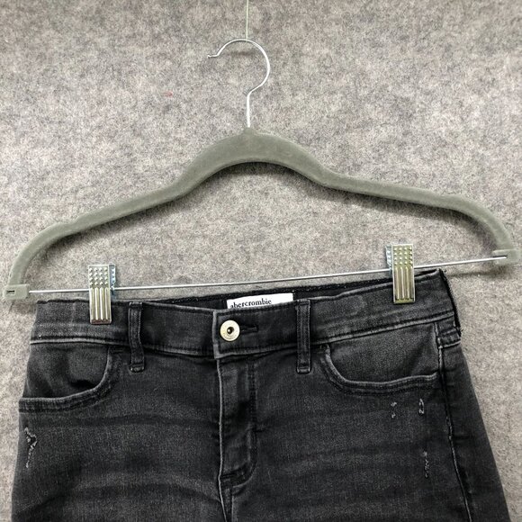 Abercrombie Kids Mid Rise Midi Short Girls Size 15/16 Black Denim Jean Short - Picture 3 of 9